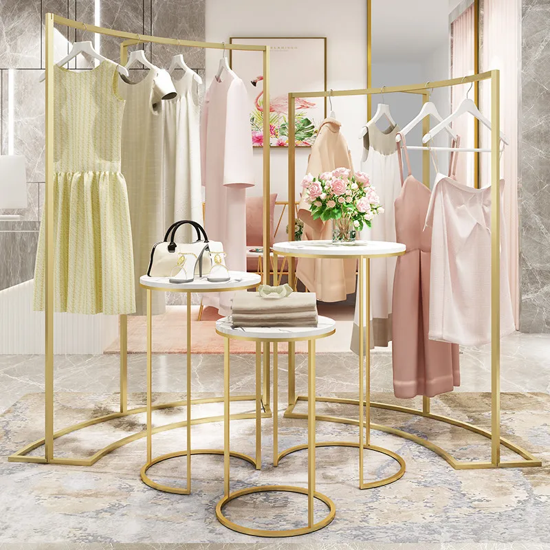 Clothing display rack Zhongdao single row shelf high and low clothes pole women's clothing store middle shelf flowing water