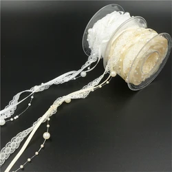 2cm Width 5m/roll Imitation Pearl Chain Lace Chain Wedding Clothes Cake Decoration Belt