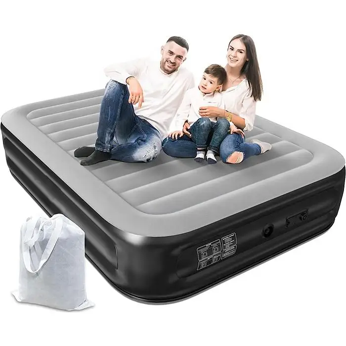 Modern Design Portable Air Mattress Foldable with Built-in Pump Carrying Bag Convertible for Outdoor Camping or Bedroom Use