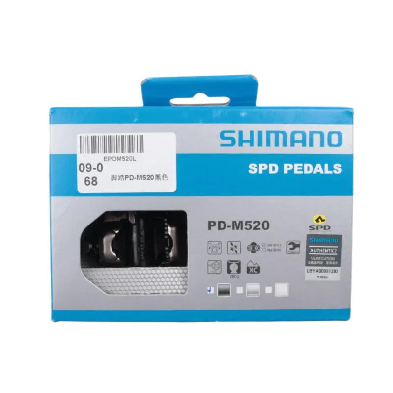 Shimano Deore M6000 M520 Pedal PD-M520 Double-sided Pedal SPD Black Silver Pedal For MTB Mountain Bike Pedal Center 55mm