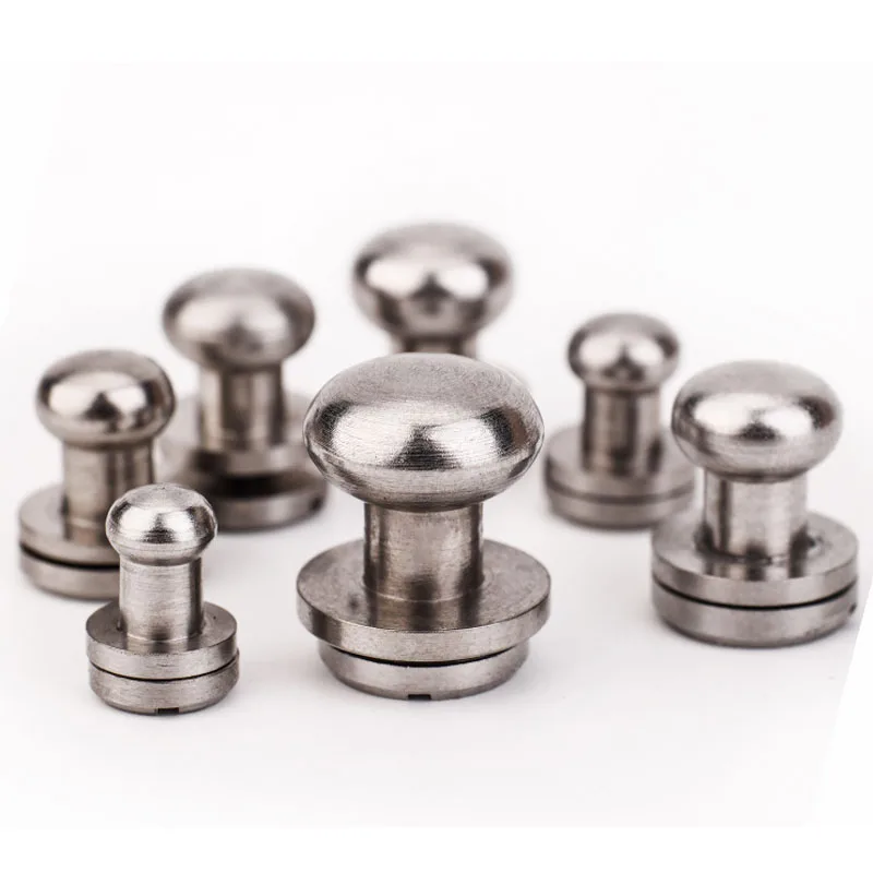 10pcs Solid Stainless Steel Sam Brown Browne Button Screw Back Round Head Ball Post Studs Nail Rivets Leather Craft Accessory