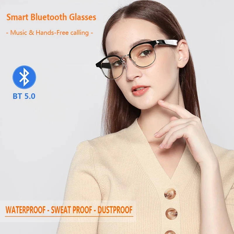 Smart Bluetooth Glasses Bluetooth 5.0 Smart Glasses Headset Sunglasses Mobile Phone Machinable Anti-UV Photochromic Eyewear