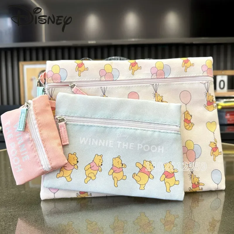 Disney Winnie The Pooh New Cosmetic Bag Luxury Brand Fashion 3-piece Set Female Portable Cosmetic Bag Cartoon Cute Storage Bag