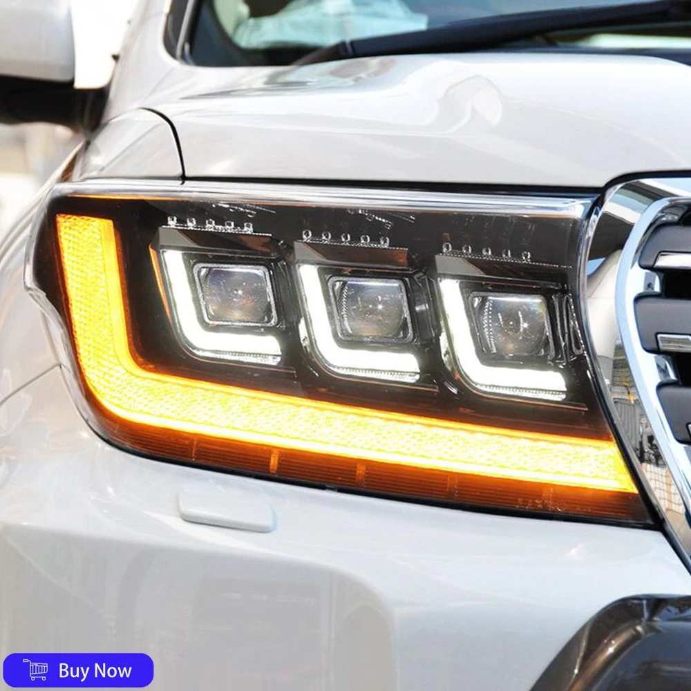 

Для Toyota Land Cruiser 2008-2015 автомобильные передние фонари в сборе, обновленная автомобильная светодиодная фара, аксессуары, три линзы проектора, поворотный свет