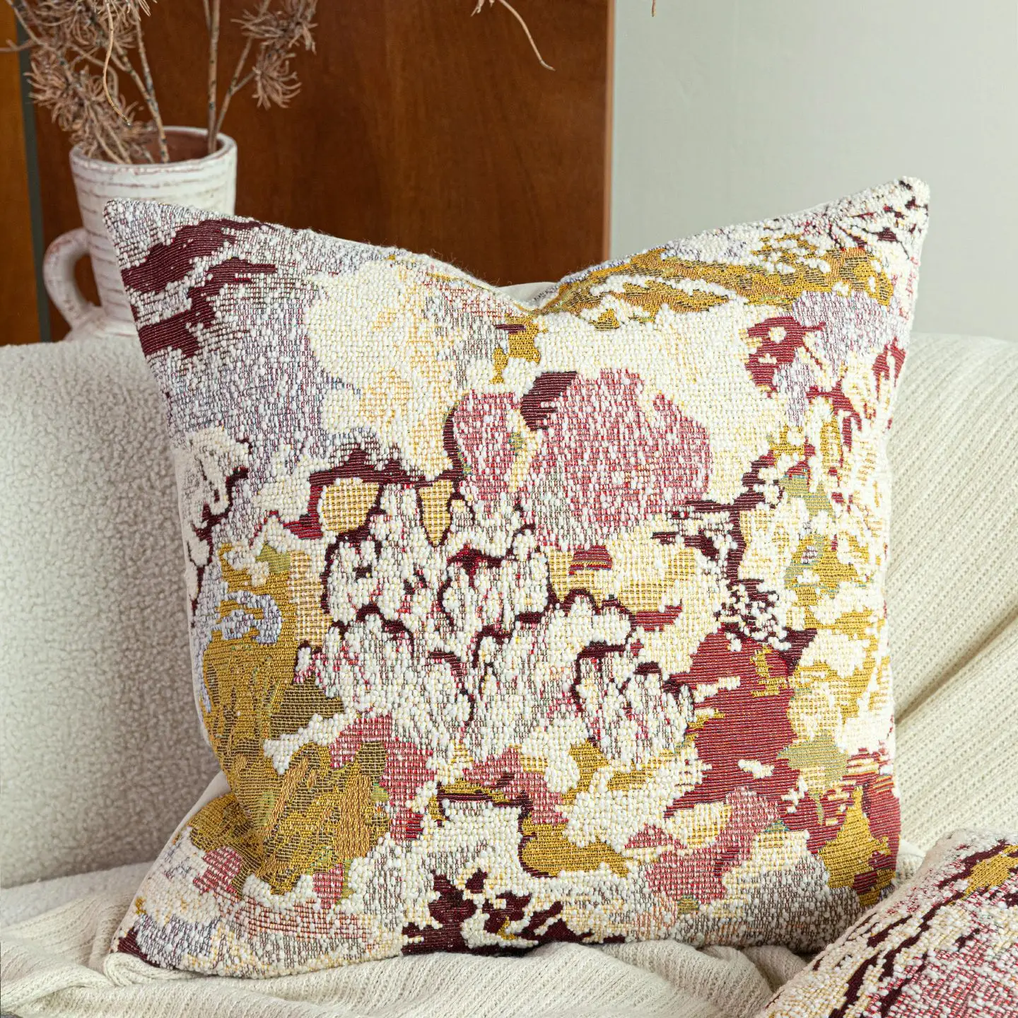 Design Luxury Cushion Cover 30x50 45x45 50x50cm Purple Red Wool Blend Geometric Jacquard Pillowcase For Home Hotel Bed Sofa