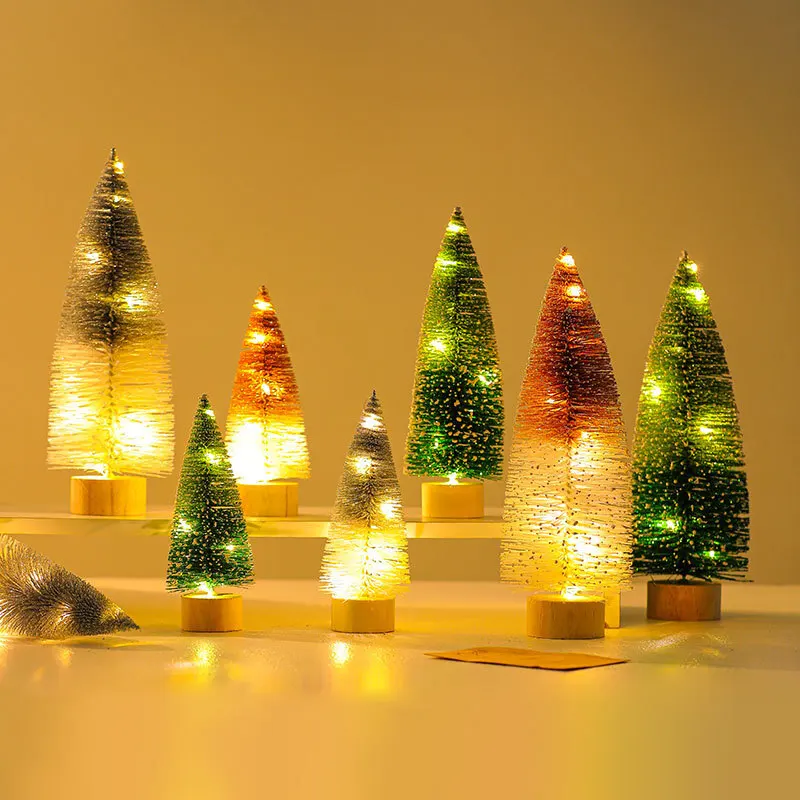 Golden onion powder dual color luminous Christmas tree decoration desktop mini luminous tree Christmas gift