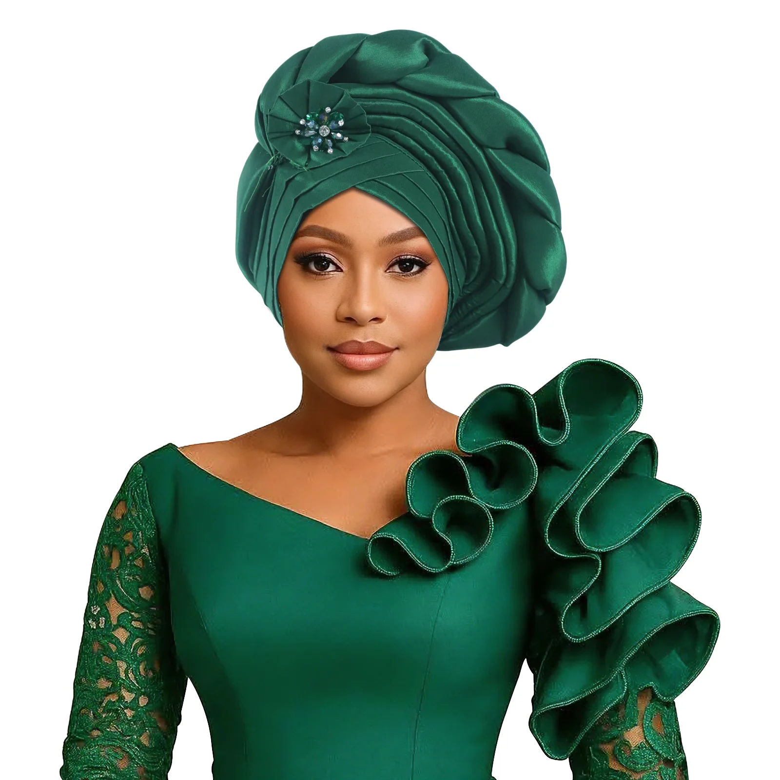 Diamond Flower Braid Turban Caps for Women Headscarf Bonnet Nigerian Party Headpiece Auto Gele Wedding Geles Female Head Wraps