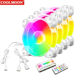 COOLMOON YH White ARGB 5V 3Pin PWM Fan 12cm Support AURA SYNC Temperature Control Motherboard Synchronous Rgb Silent Cooling Fan