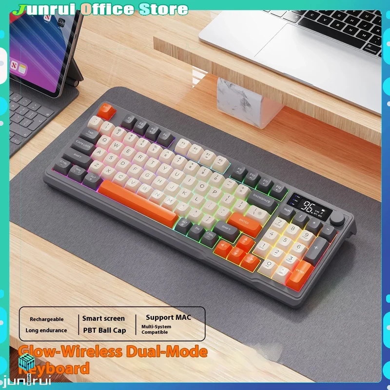 

Free Wolf M96 Wireless Bluetooth Dual-Mode Mechanical Keyboard Pbt Ball Cap With Display Knob K