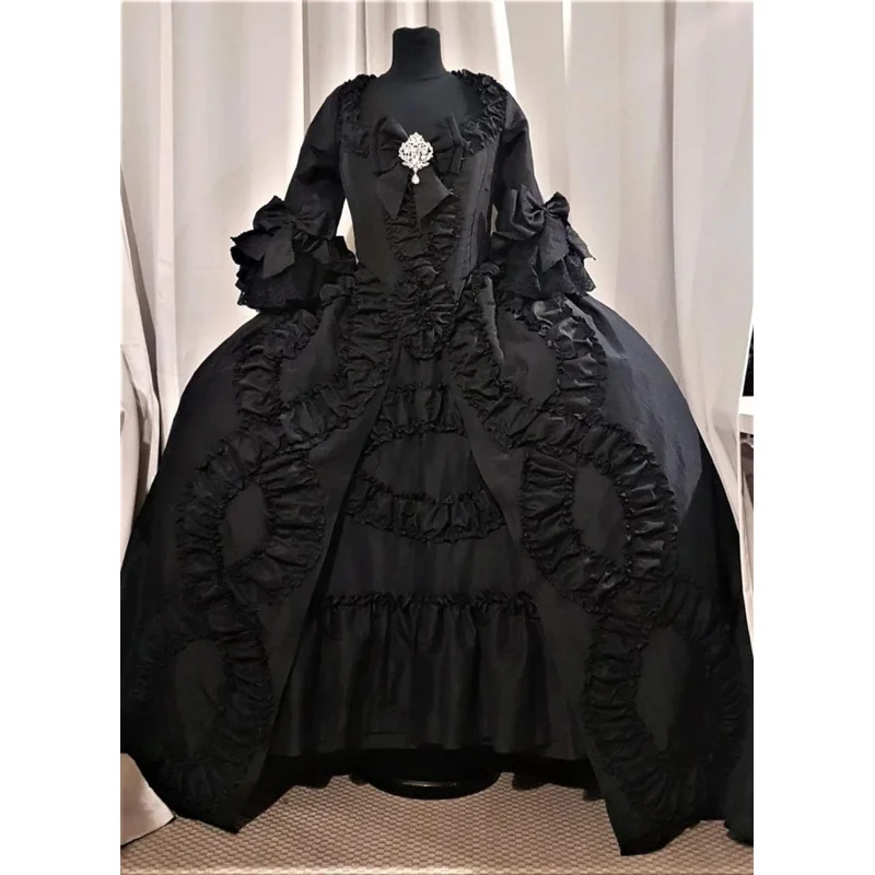 Women's Black/Blue  Rococo Marie Antoinette Gown Dress French Royal Queen Dress 18th Century Dress Gothic Vampire Wedding Dress