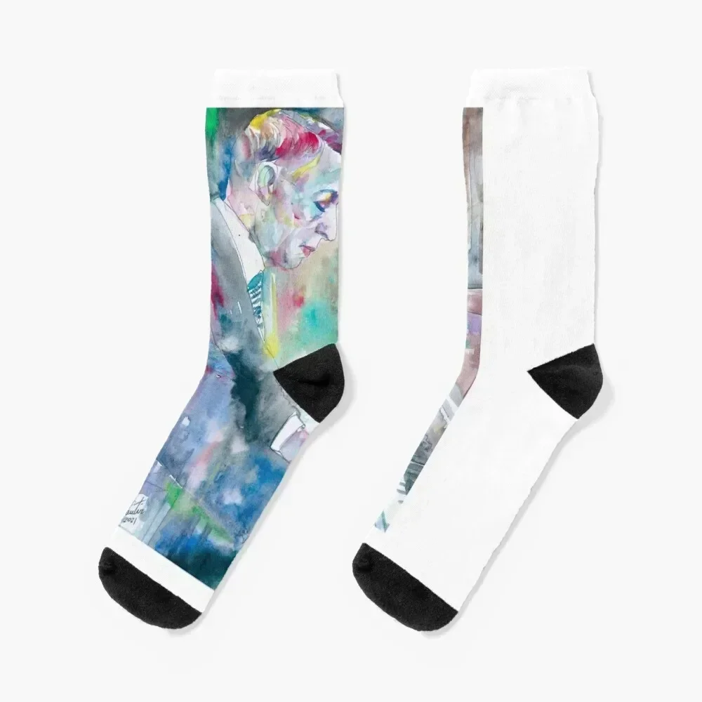 SERGEI RACHMANINOFF watercolor portrait .3 Socks Children's kids Stockings compression cycling Socks Ladies Men's