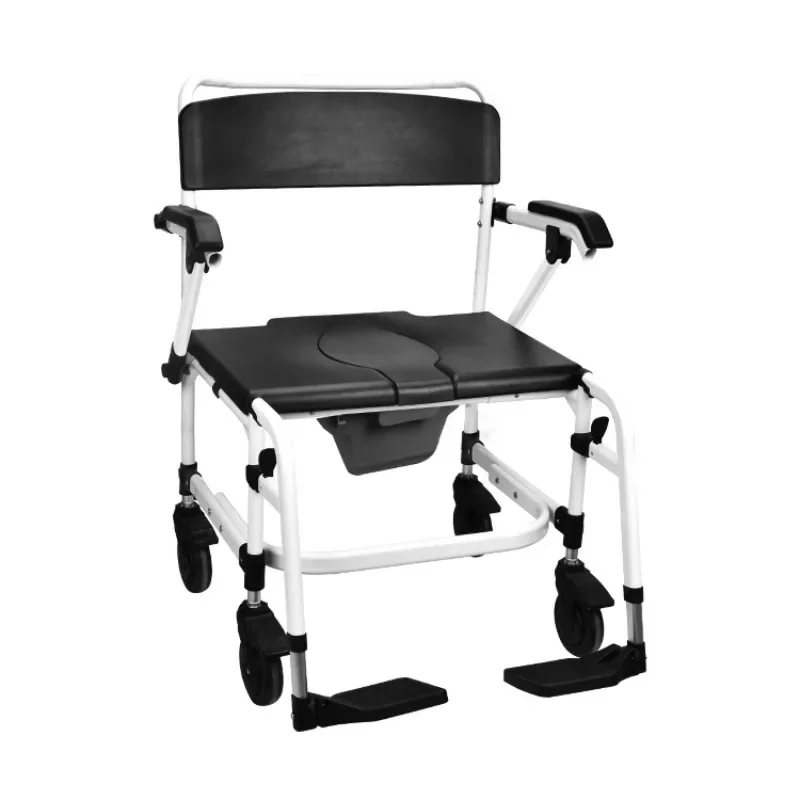 

Aluminum toilet chair, elderly bathroom toilet with armrests, multi-functional household toilet wheelchair and bath chair