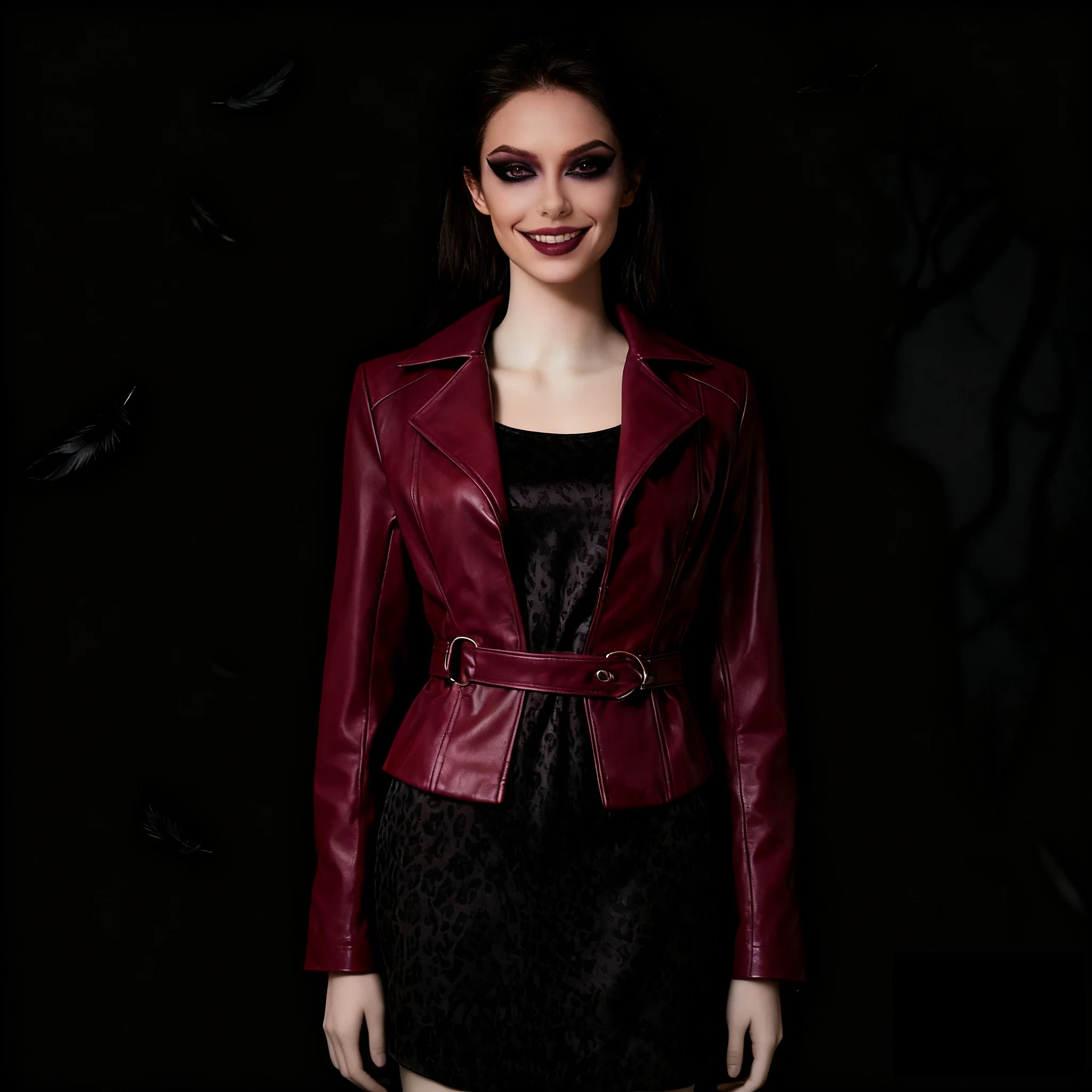

Female Maria Dress-up Red PU Leather Jacket Dress Outfit Game Silent Hill Women's Black Dress Costume Halloween Carnival Party