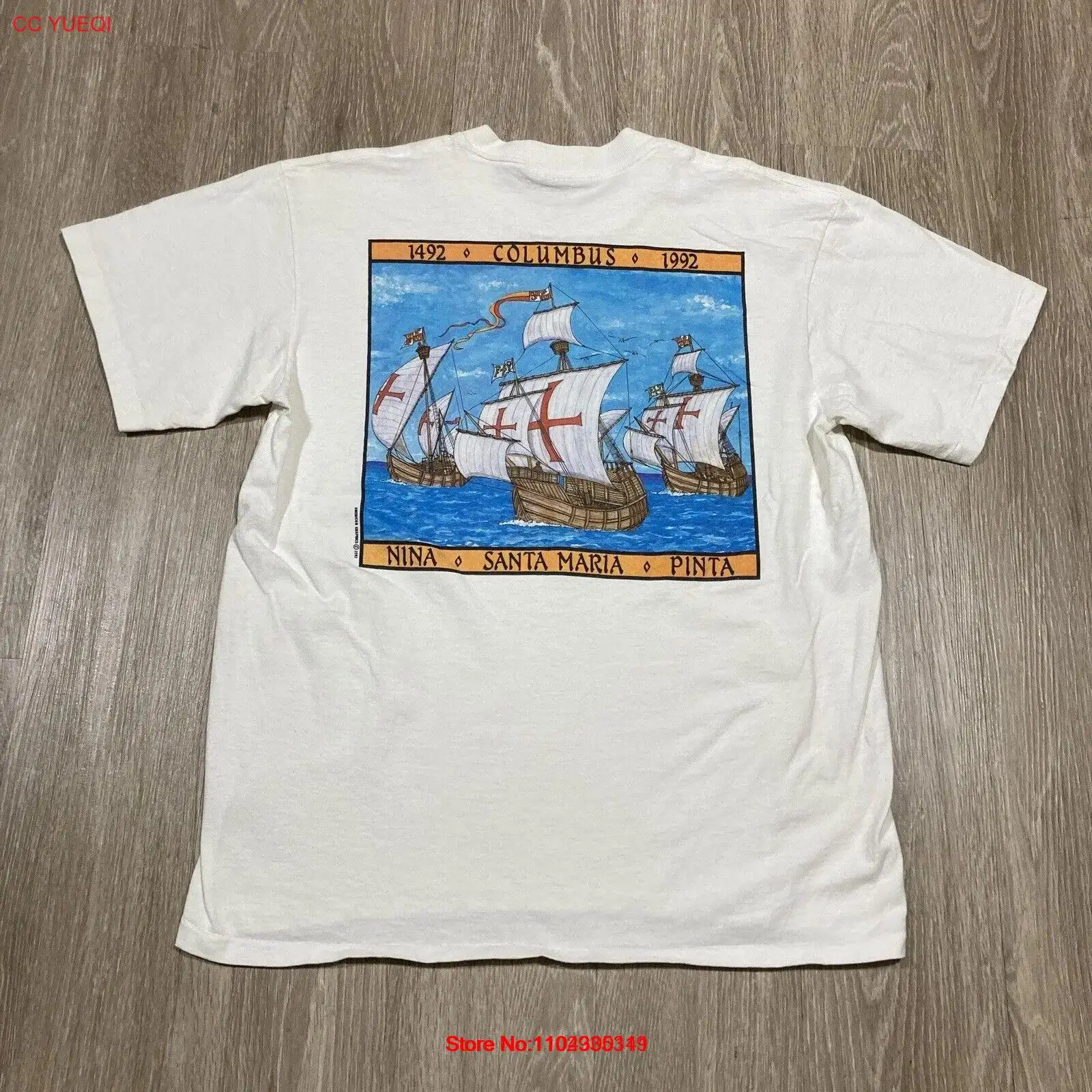 Camisa Columbus XL 90s Christopher Nina Santa Maria Pinta Colonizador Explorer Tee