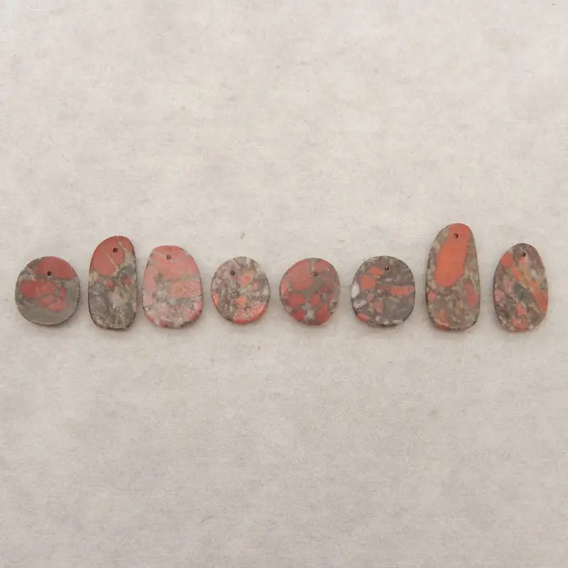 8PCS Polished Warring States Red Agate Assorted Pendants Natural Red-Brown Gemstone for Traditional Jewelry Designs