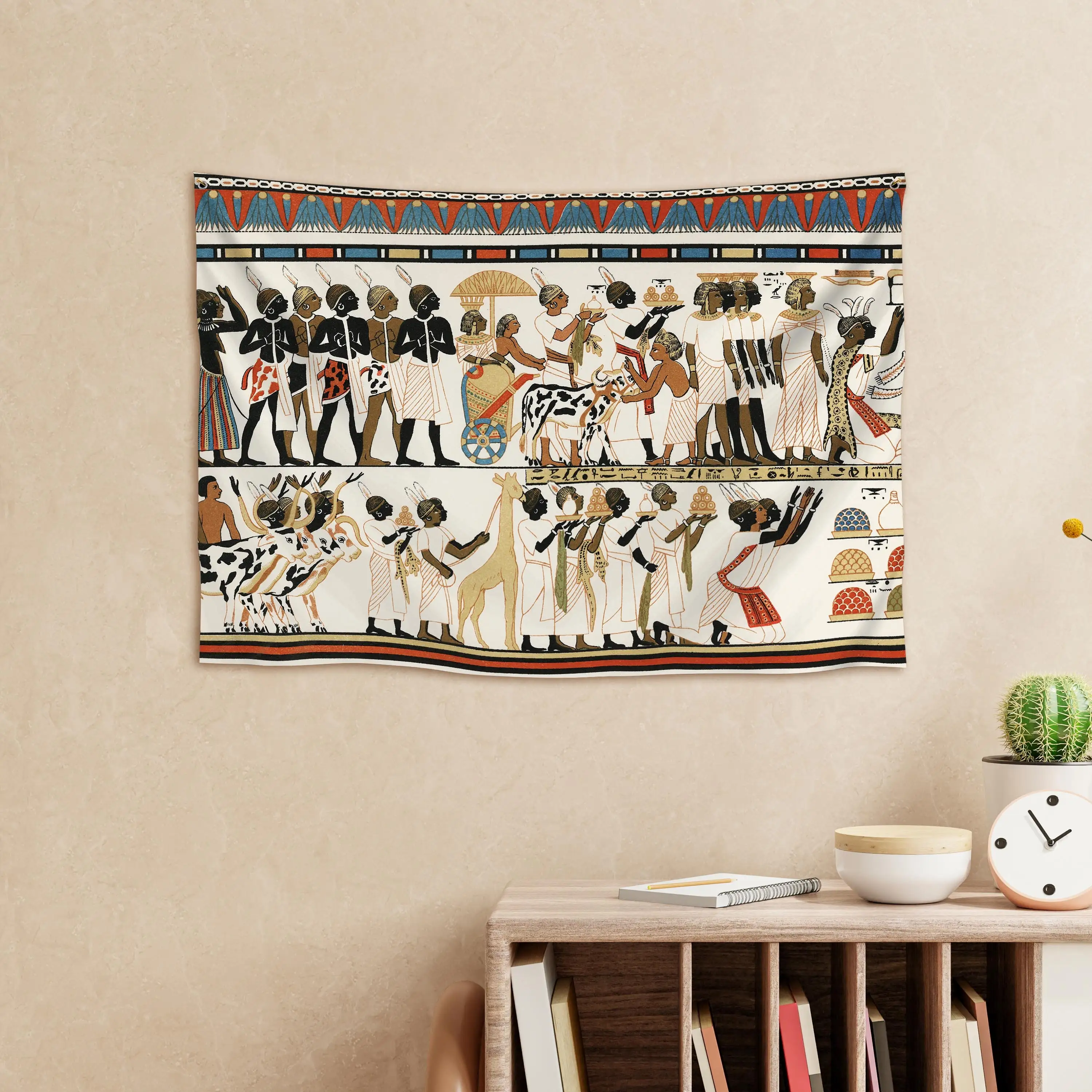 Vibrant African Tribe People Pattern Wall Hanging Tapestry Ethnic Boho Decor Artwork for Living Room Bedroom