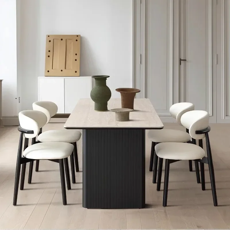 luxury dining table household modern simple small apartment ash wood dining table and chair combination