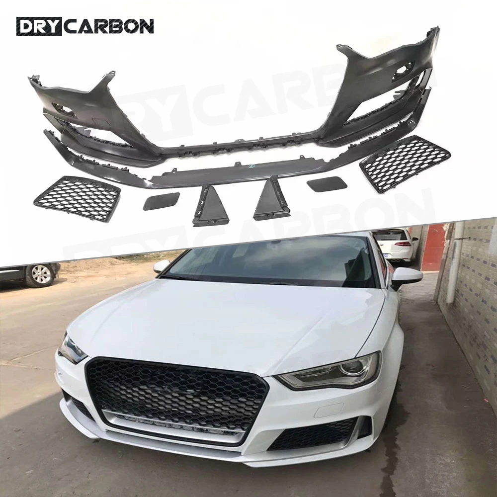 PP Material Wide Body Kit Front Lip Spoiler for Audi A3 S3 RS3 Style 2014 - 2016 Front Lip Rear Bumper Diffuser