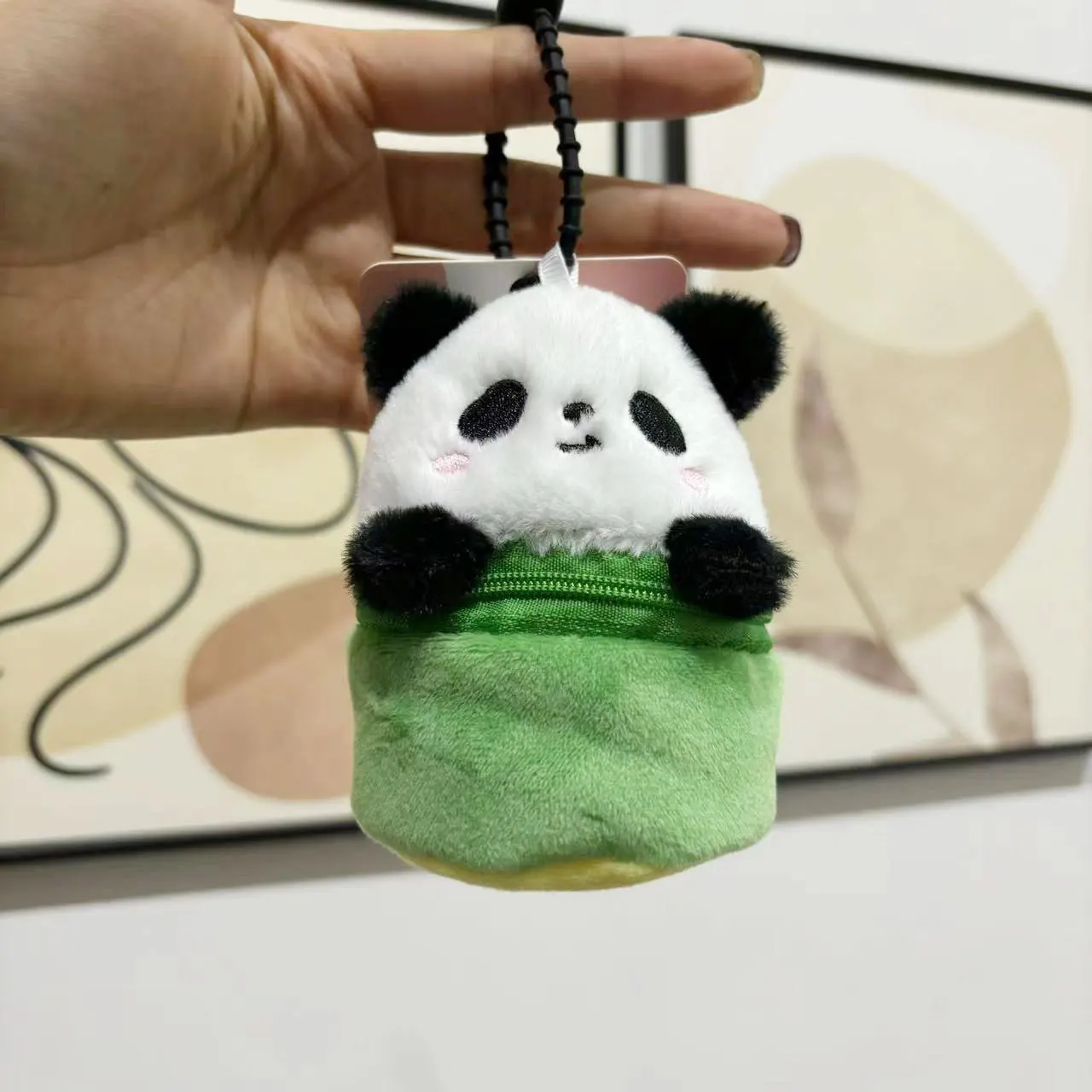 Tas Headphone boneka bambu Panda lucu tas liontin gantungan kunci kartun boneka Capybara dompet koin kecil mainan mewah hadiah ulang tahun