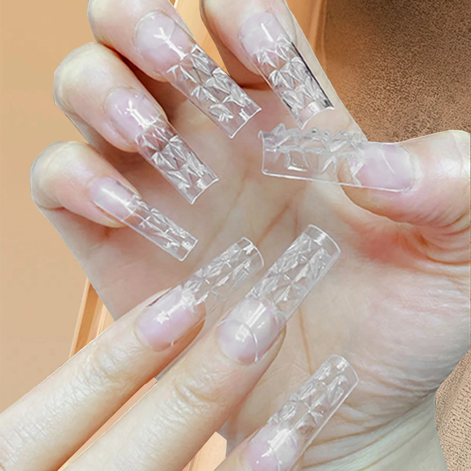 Long French Nails Mold Sticker Manicure Transparent Sculpted Extend Molds Suitable for Holidays Women Gift