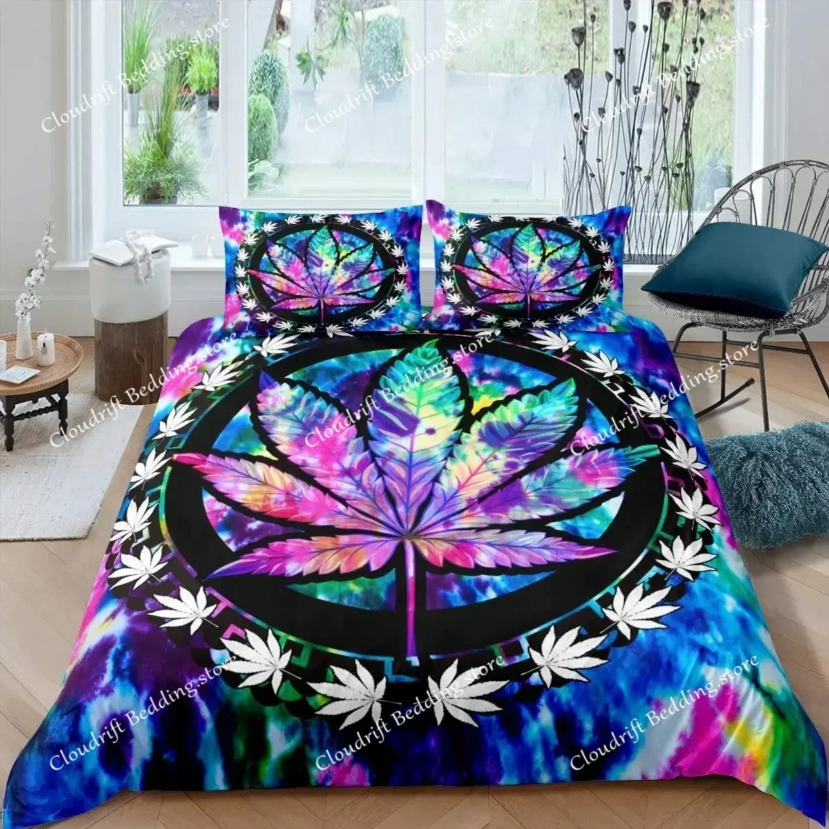 

Swirl Tie Dye Comforter Cover Hippie Spiral Bedding Set Ethnic Boho Duvet Cover KingQueen Size Fashion Polyester Quilt Cover