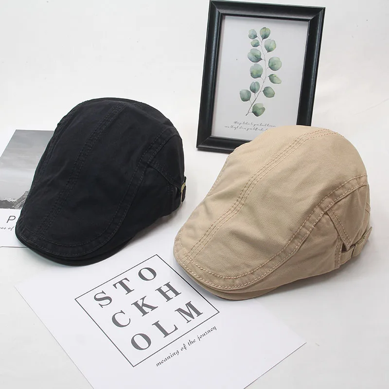 2023 New Fashion 100% Cotton Ivy Caps Spring Autumn Advance Cap Letters Embroidery Women Gastby Cap Korea Style Men Beret Hats