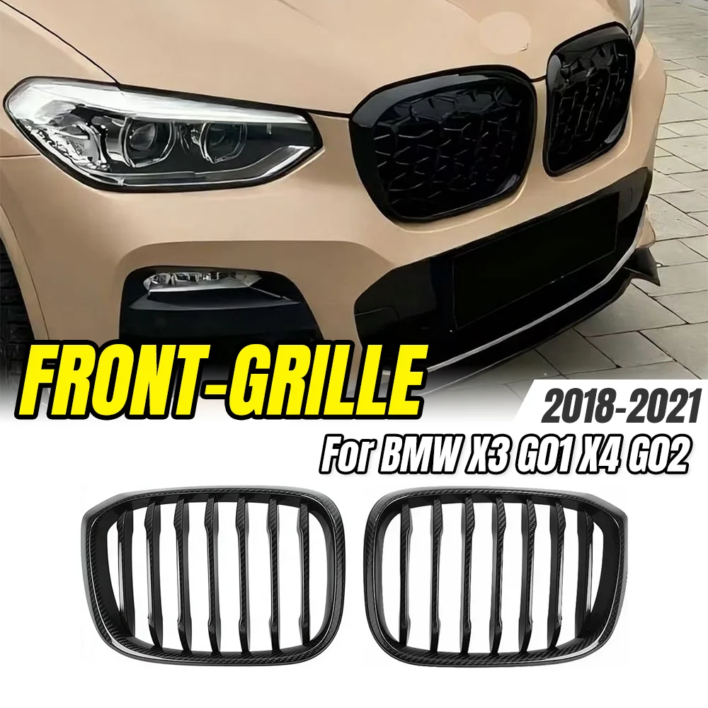 

For BMW X3 G01 X4 G02 2018-2021 Front Kidney Grills, Glossy Black ABS Auto Part Dual Line Front Grille,Car Tuning Accessories.
