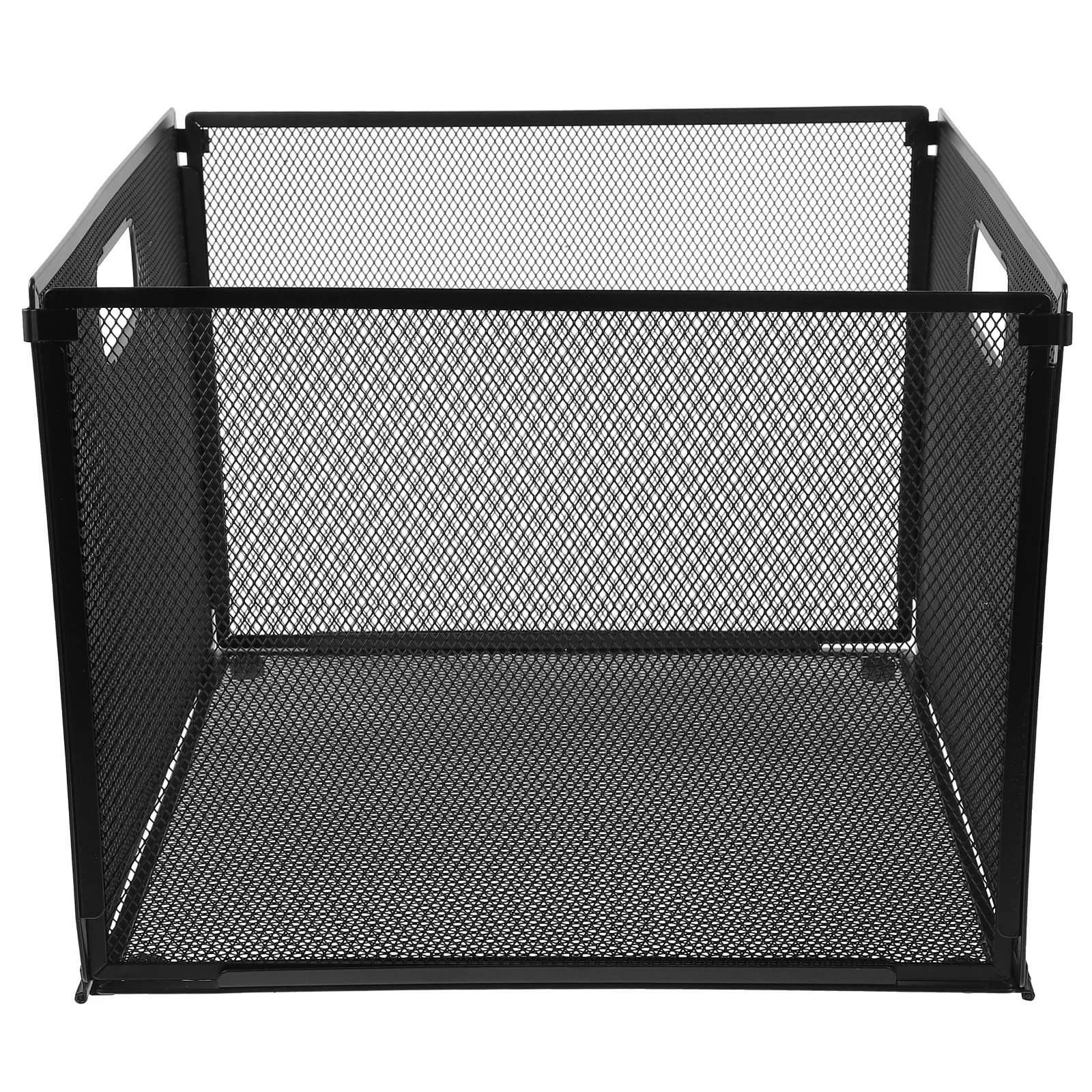 Jojofuny Metal File Organizer Foldable Desktop Storage Rack for Office Home Document Holder Mesh Book Stand Capacity Crate