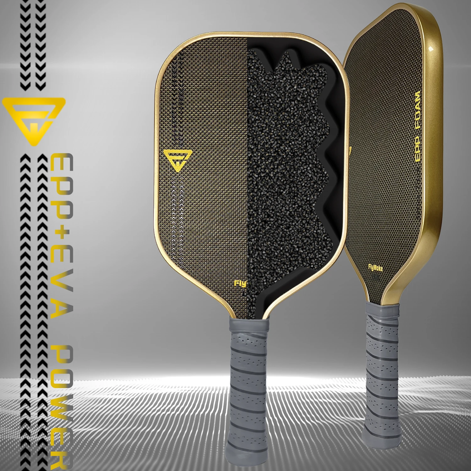

FlyWoke G6.0 Pickleball Paddle with Carbon Fiber Texture Matte Finish EPP+EVA Core Heat Pressed Integrated Design Includes 2 Swe