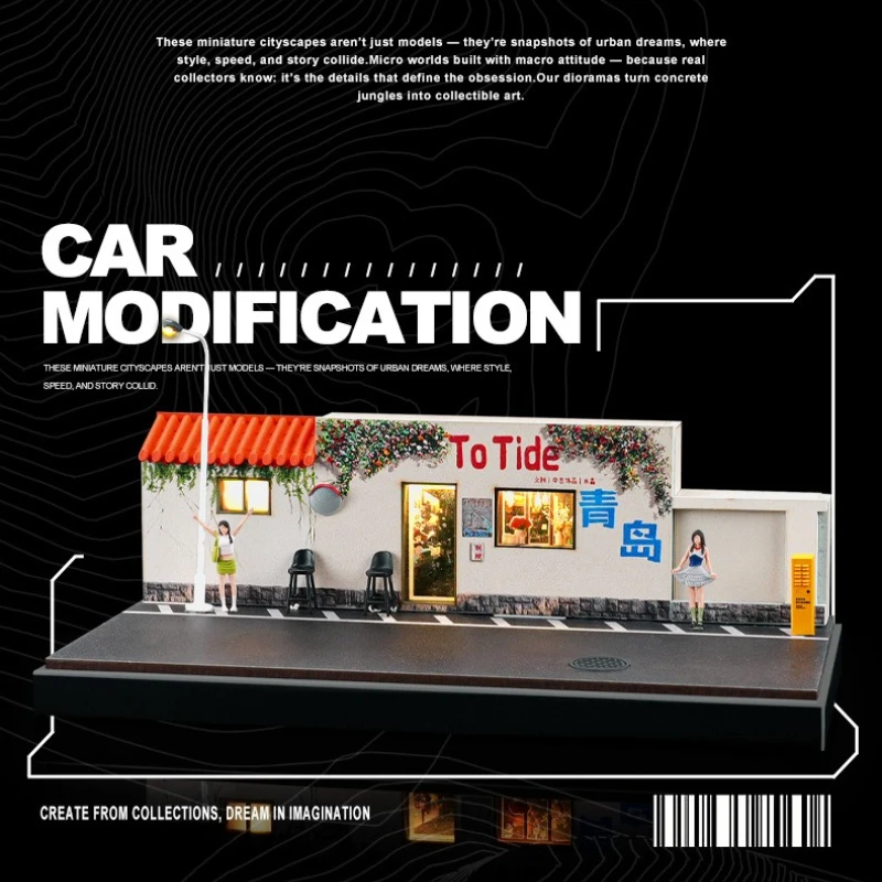 

Креативная модель культурной сцены Qingdao 1/64, микроархитектура с подсветкой для модели автомобиля в масштабе 1/64 (не входит в комплект), украшение для дома