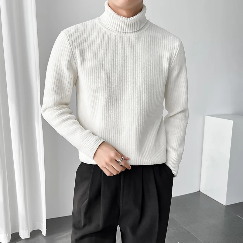 [oimg] Light Cooked Style Comfortable Fabric High Neck Knit Shirt For Men With Korean Base Sweater