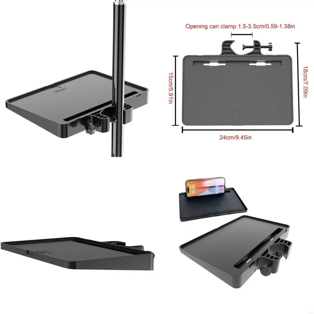 

C90F Professional Sound Card Holder Mic Stand Floor Sound Card Tray Microphone Accessories Tripod Storage Holder