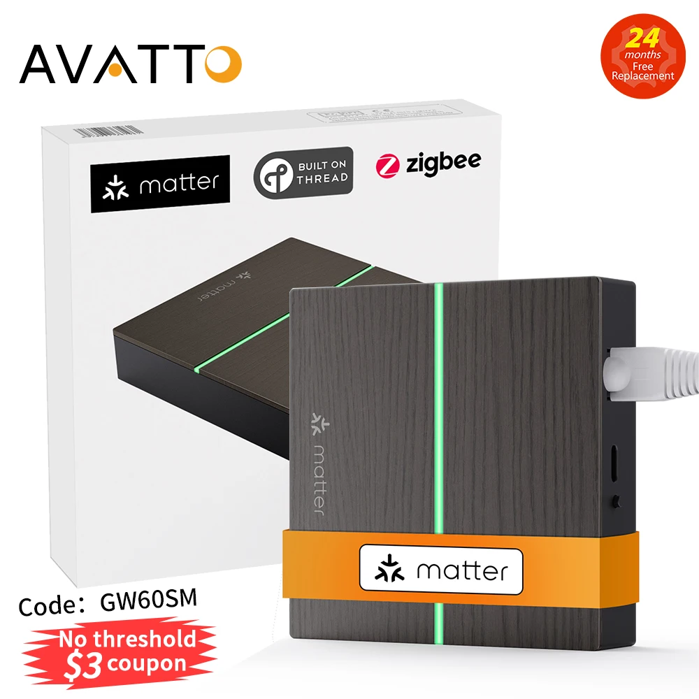 AVATTO Tuya ZigBee умный проводной шлюз-концентратор, пульт дистанционного управления Matter Smart Home Bridge для HomeKit, Siri, Google Home, Alexa