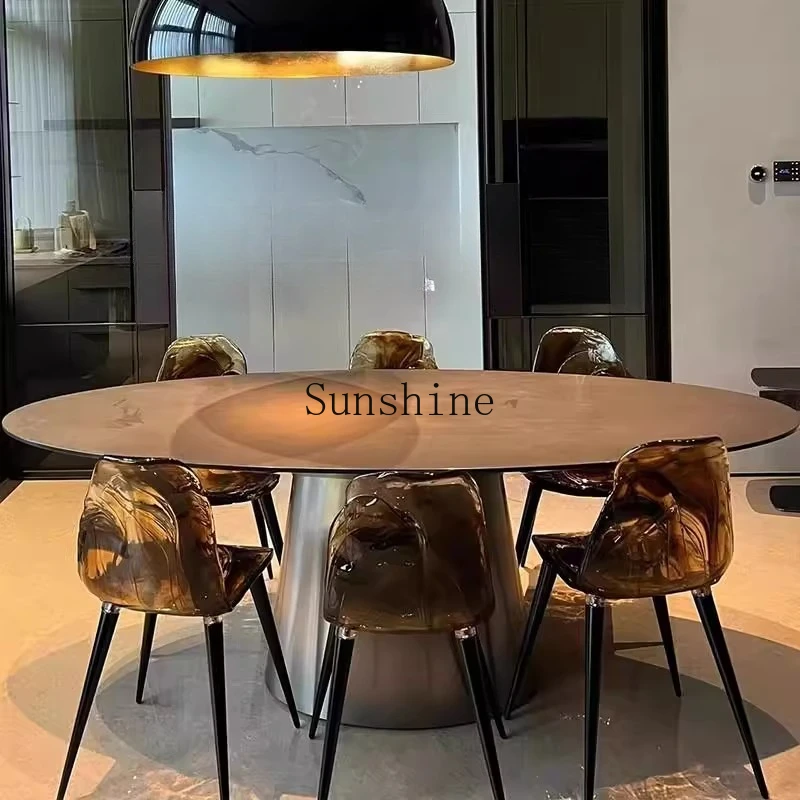 

Modern simple light luxury minimalist creative special-shaped high-end luxury stone household dining table