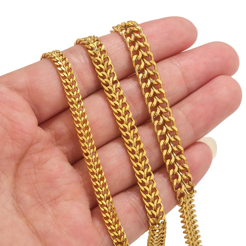 1meter Two-chain Stainless Steel Cuban Flat Chains For Jewelry Making Necklace Bracelet Making Supplies DIY Chain Accessories