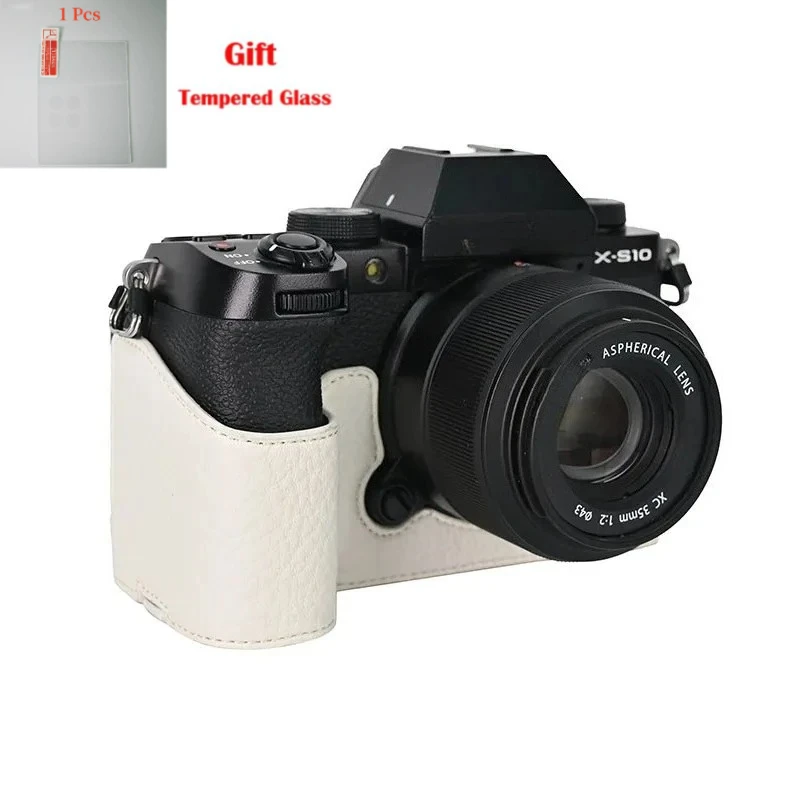 Camera bag leather case For Fujifilm XS10 Pu Leather Camera Case Half Case Body  + free tempered film