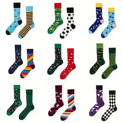 1 pair Unisex Creative Pattern Breathable Comfy Crew Socks, AB Model Novelty Funny Socks, Suitable For Individuals, Couples