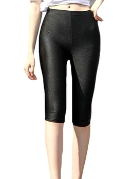 CUHAKCI الفلورسنت اللون النساء طماق لامعة Leggins دنة السراويل الصيف سوبر مرونة اللياقة البدنية Capris