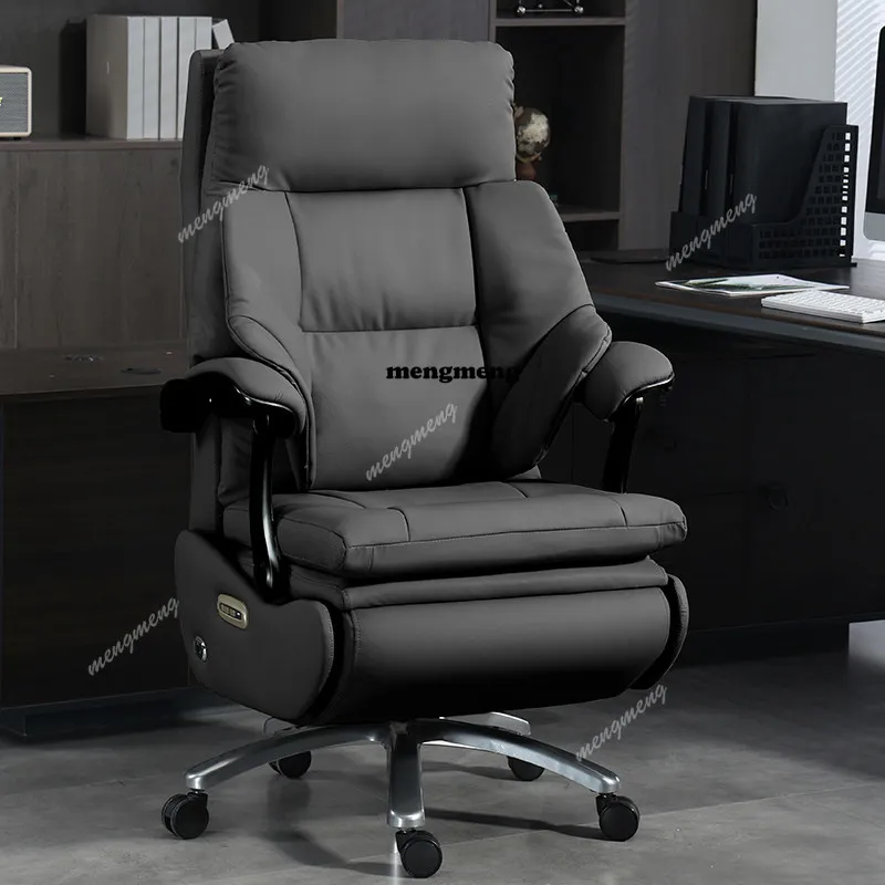 Multifunctional Electric Boss Chair Ventilated and Heated Cowhide Leather Computer Chair Lunch Break Comfortable Office Chair