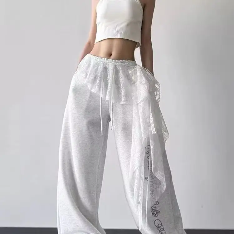 

Женская мини-юбка Y2K с кружевом, вышивкой цветов, высокой талией, асимметричными оборками, прозрачная, на шнуровке, с рюшами, для клуба