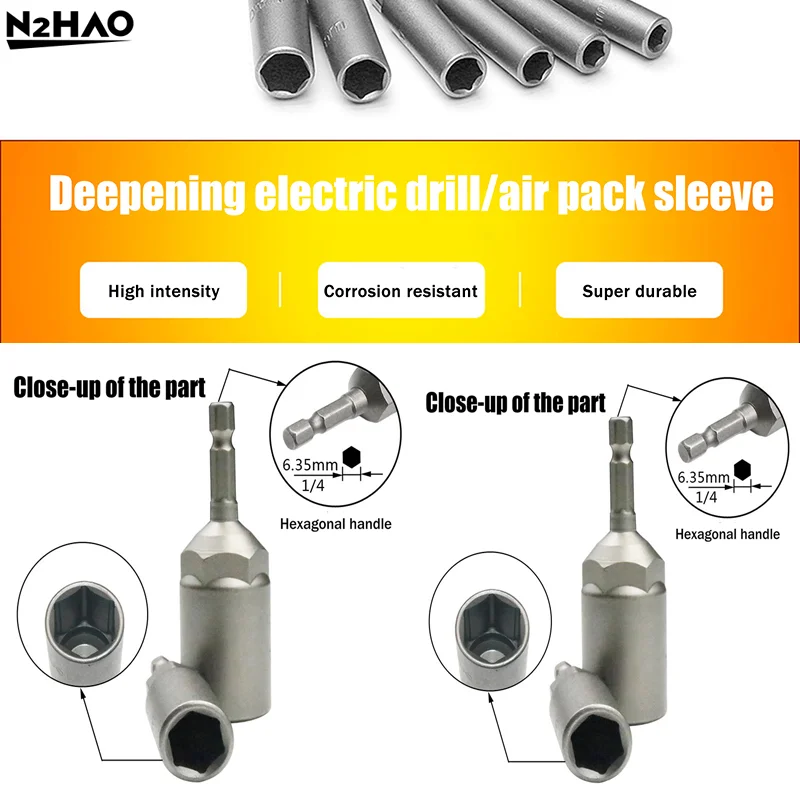 1 conjunto de 5.5-19mm porca elétrica driver broca conjunto adaptador de soquete de impacto hexagonal chave de fenda porca chave ferramenta elétrica a