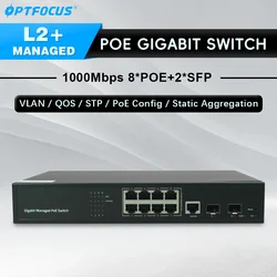 OPTFOCUS L2 Manged POE Switch 120W IEEE802.3at af  VLAN gigabit 8 portas SFP LAN Switch 8 ports 1000Mbps POE Network Switch