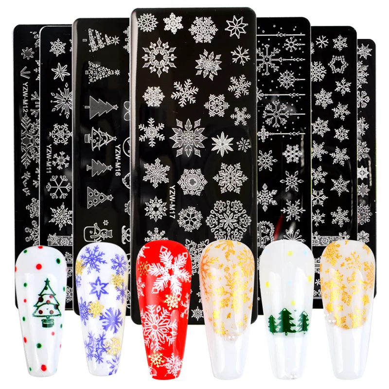 Stainless Steel Stencil For Nail Christmas Snowflakes Nail Stamping Plate French Stamping Templates Nail Art Accessories