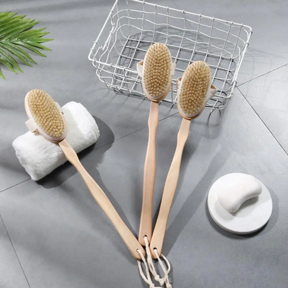 3Pcs/Set Natural Wooden Bath Brush Set Skin Dry Brushing Body Brush with Disassemble Assemble Design