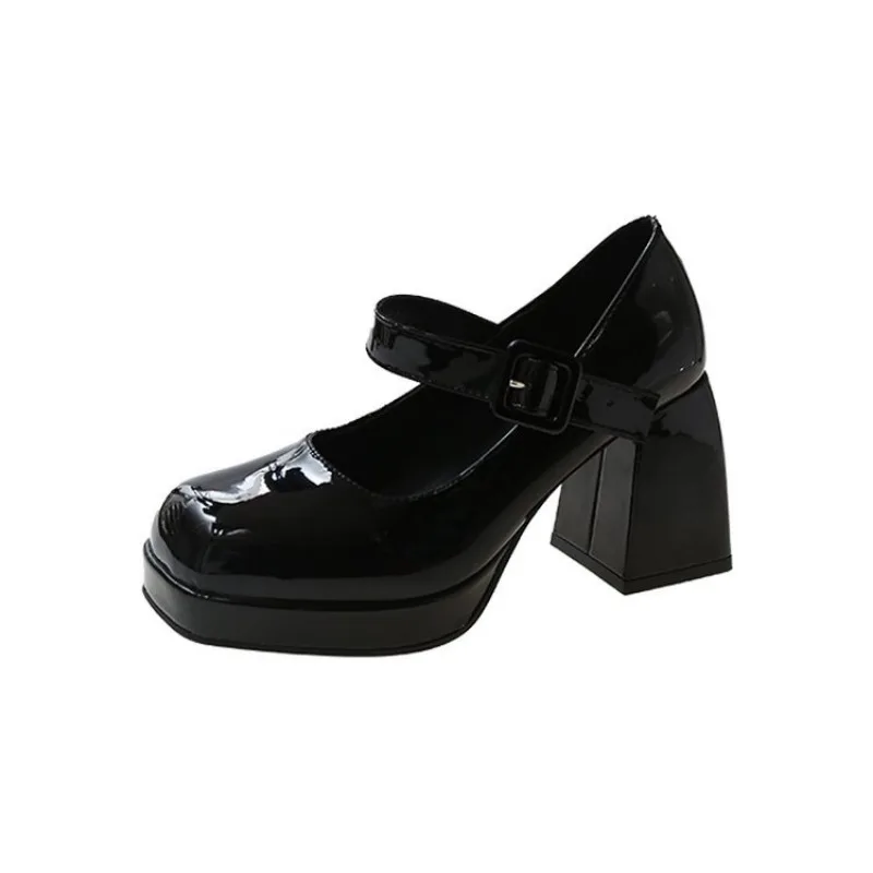 Lady Mary Jane Shoes 2024 New Square Toe Platform Women High Heels Big Size 35-44 Women\'s Chunky Heels Non-slip Pumps