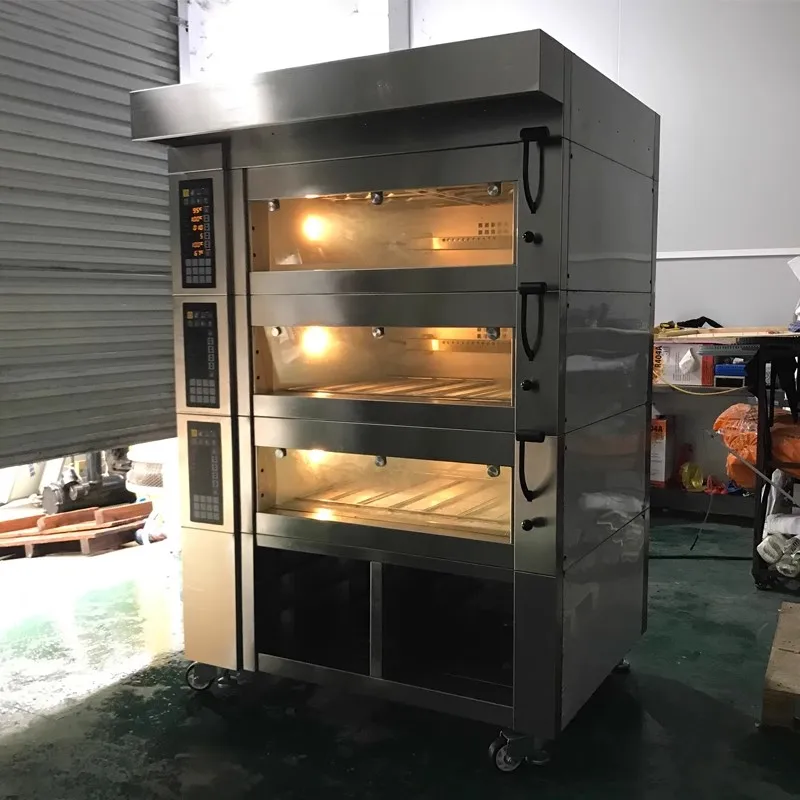 Commercial Baking Tool 3-Deck 6-Tray/9-Tray Electric Oven, Multifunctional for Pizza, Cake and Bread Baking