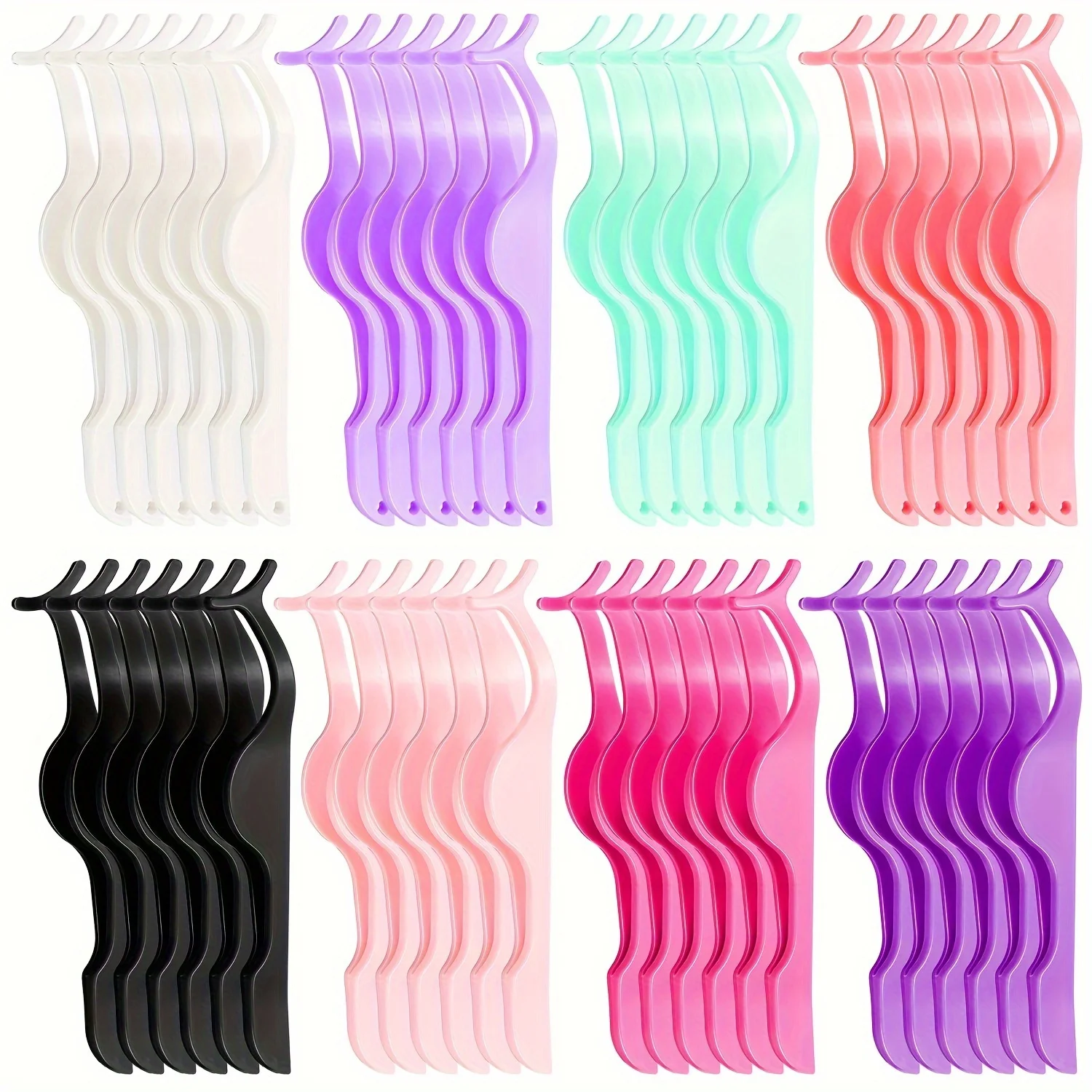 20/48 Pieces False Eyelash Applicator Tool Plastic Eyelashes Extension Tweezers Fish Tail Clip Tweezers Eyelashes Clip for Lashe