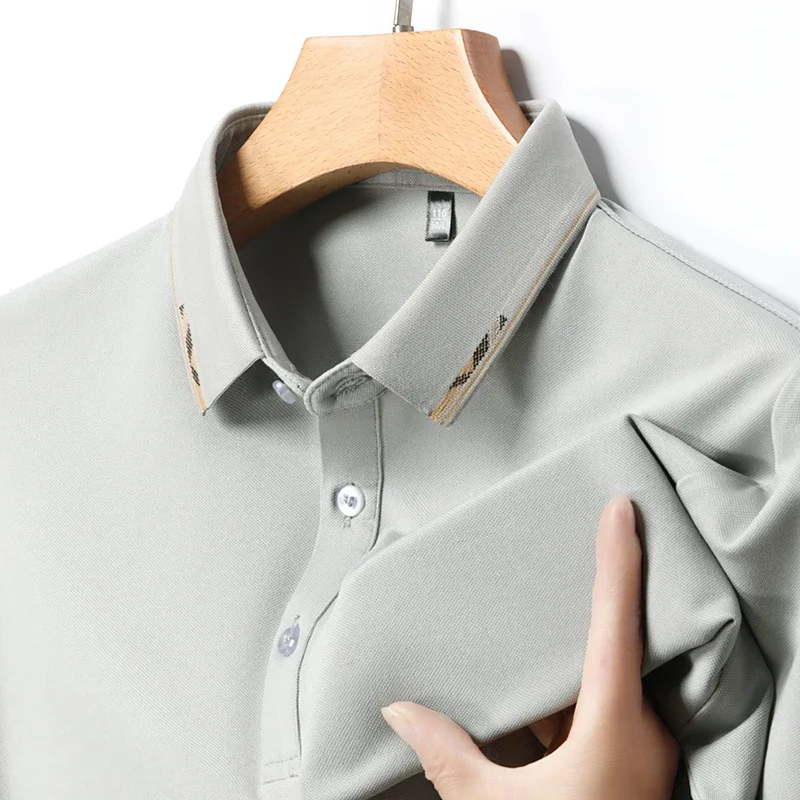 2024 Men\'s New Solid Color Cotton Business and Leisure POLO Shirt Summer Fashion Short Sleeve Comfortable and Breathable Top