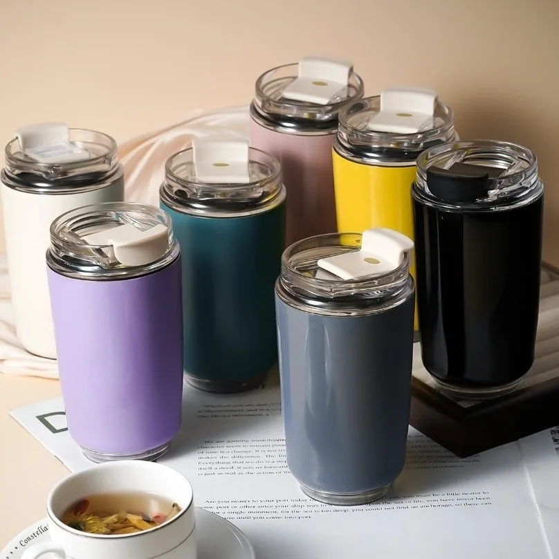 

Кофейная кружка молочно-белого цвета из нержавеющей стали 304, портативная, герметичная, с термоизоляцией, быстрая доставка.