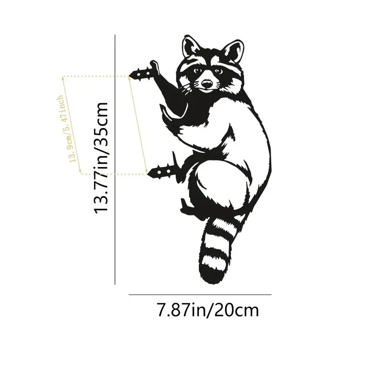 HelloYoung Garden Decoration Metal Wall Art Metal Raccoon Stake Animal Yard Decor Handmade Silhouettes Metal 1pc